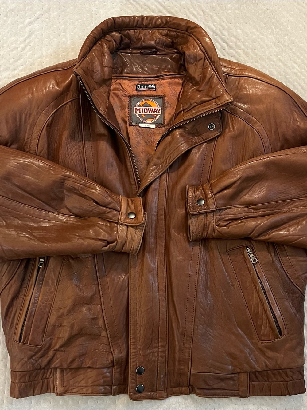 3M Thinsulate Brown Leather Bomber Jacket